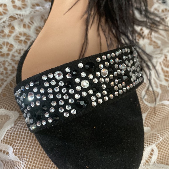 Wedding Dress Party & Evening Stiletto Heel Pearl Tassel Black Color Size 12 - Picture 14 of 16